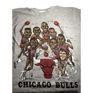 Rare New Vintage 90'sChicago Bulls Slam Dunk Illinois Lottery Caricature Adult M